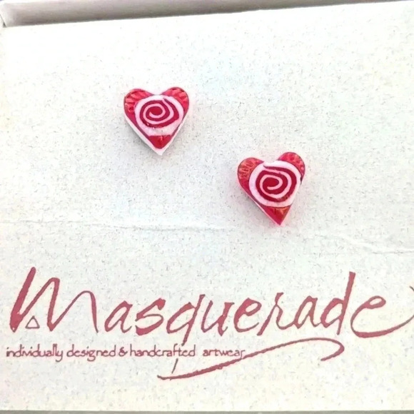 Polymer Clay Earrings  Heart Valentine's Day  Handmade  Light Weight Trendy Rose - Picture 1 of 4